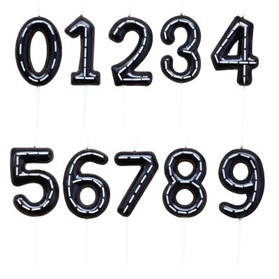 Line Numbers 0-9 Candles Birthday Party Scene Decoration Arrangement Black Printed White Striped Number Candles
