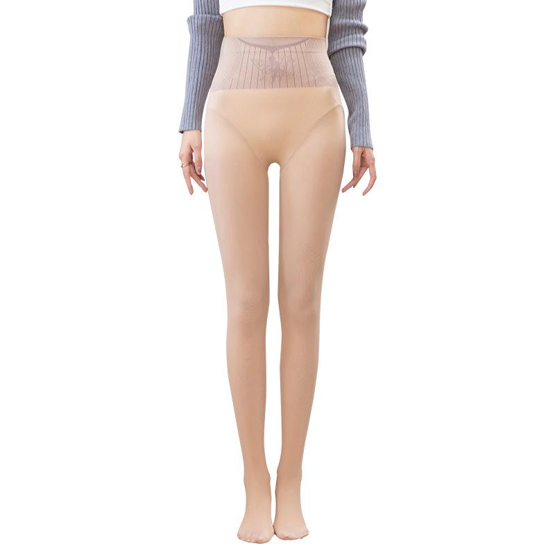 Flower Fairy Nude Feeling Fleece Lined Socks - Women's Warm, Slimming Tights for Autumn and Winter