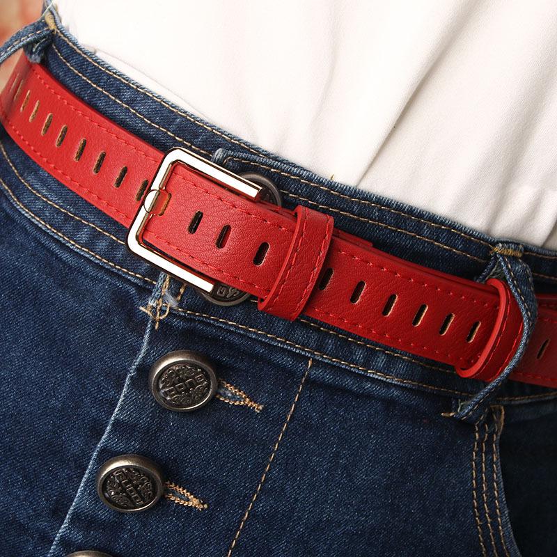 Trendy Women's Punch-Free Hollow Faux Leather Belt - Versatile Thin Belt for Dresses and Waist Decoration.