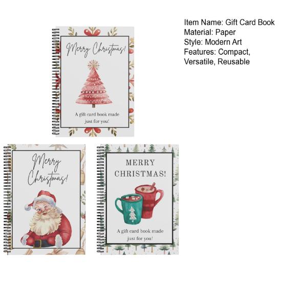 Christmas Gift Card Book Reusable Gift Card Album College Student Gift Card Holder Spiral-Bound DIY Present for Friends Family