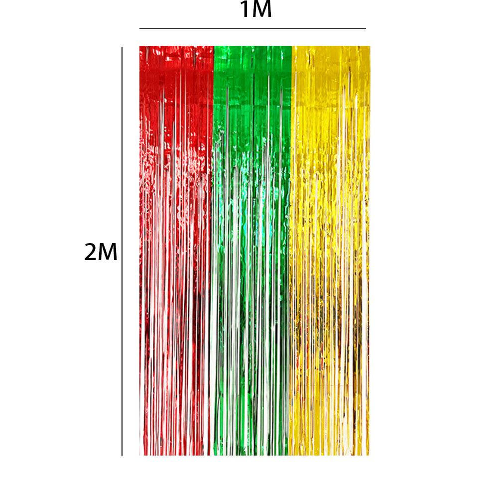Color-Block Tinsel Curtain 1x2m - Festive Background for Christmas, Halloween, and Birthdays
