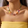 Fashion Ceramic Fish Charms Pendant Scallops Starfish Colorful Fish Necklace Ocean Series Resin Beaded Necklace Girls
