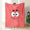 A Simple Pink Background with a Smiling Cartoon Face and Wide Eyes. for All Seasons Blanket Lunch Break Throw Gift