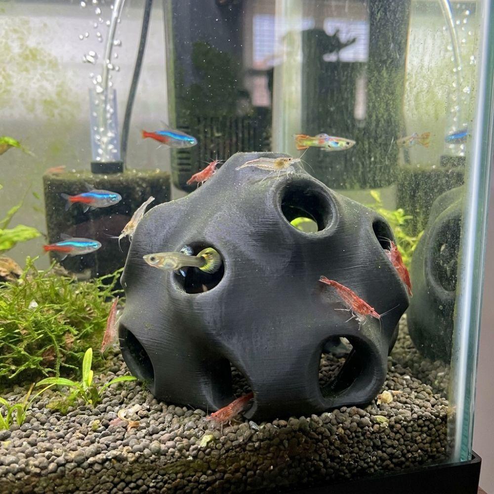 Abri cachette Crevette Imprimé 3D Tunnel poreux Aquarium Cachette Enrichissement pour Poisson Betta