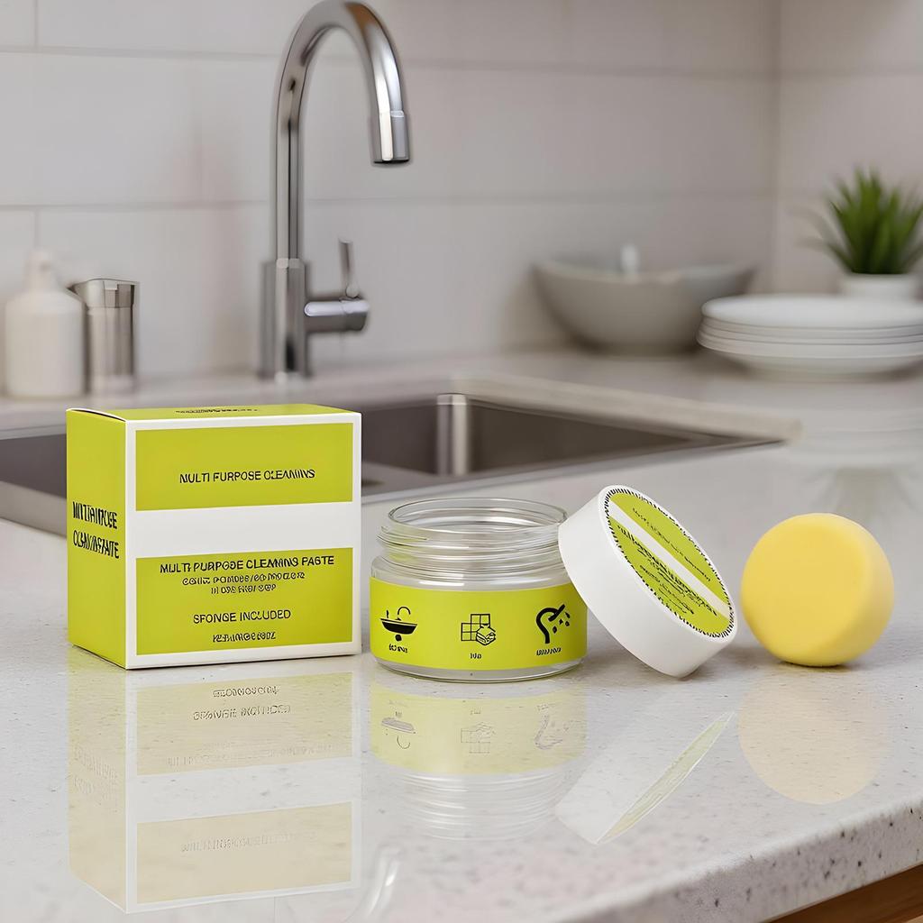 100g Stone Polish & Cleaner Granite Marble Countertop Polish Paste Restore Shine Streak-Free With Applicator Sponge