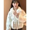 Korean Style Polka Dot Cotton Jacket with Winter Sweet and Thick Loose Short Coat