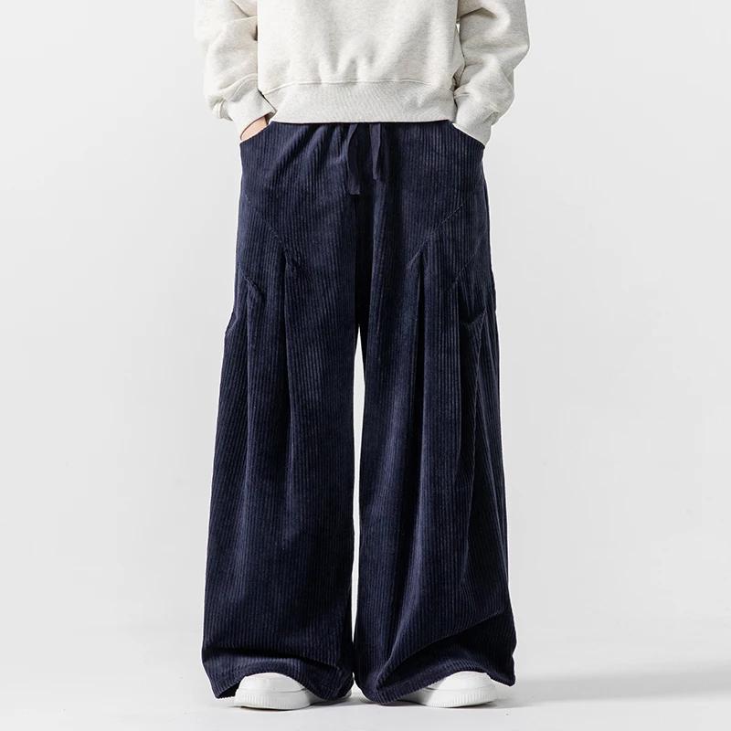 Heren Effen Kleur Corduroy Harembroek Heren Casual Oversized Wijde Pijpen Broek Mannelijke Oversized Jogger Harajuku Broek Heren Broek
