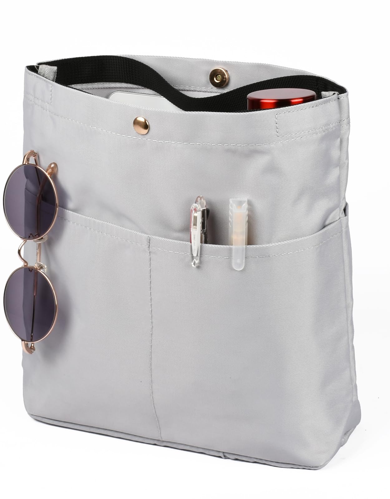 

Маленькая вертикальная самостоящая сумка-в-сумку [2-полосный плечевой ремень], легкая внутренняя сумка для рюкзаков и сумок-тоут, разделители и органайзер (жемчужный