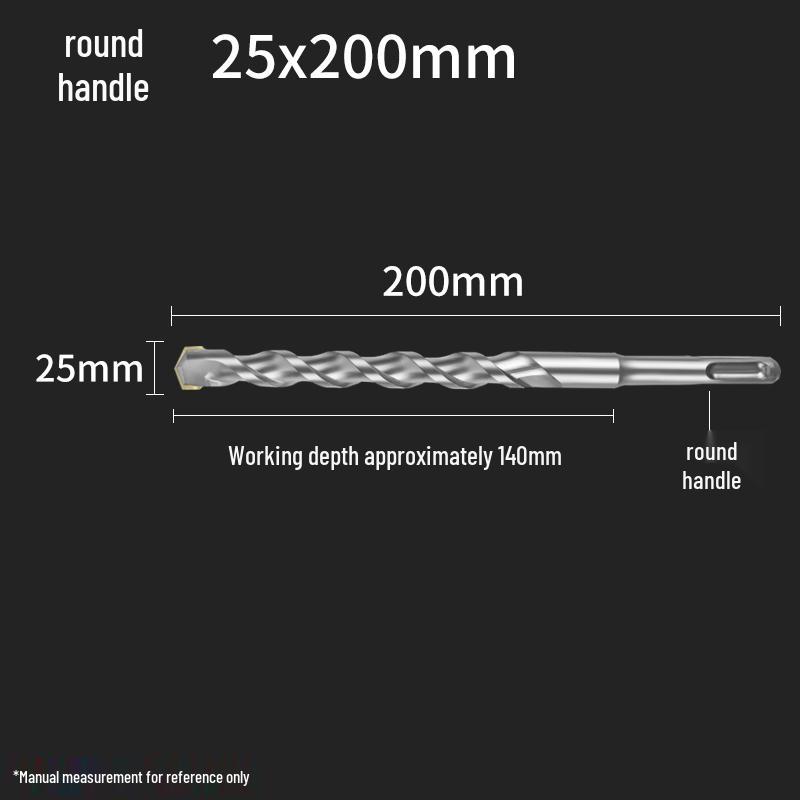 Square Shank 4-Flute Impact Drill Bit for Concrete, Round Shank 2-Flute Hole-Enlarging Drill Bit 150MM