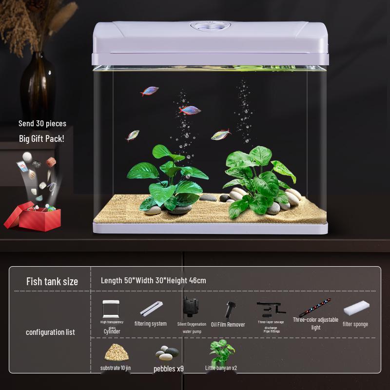 Filtru Acvariu de Sticlă All-in-One și Oxigenator - Acvariu Mic de Birou Eco-Friendly 2025.