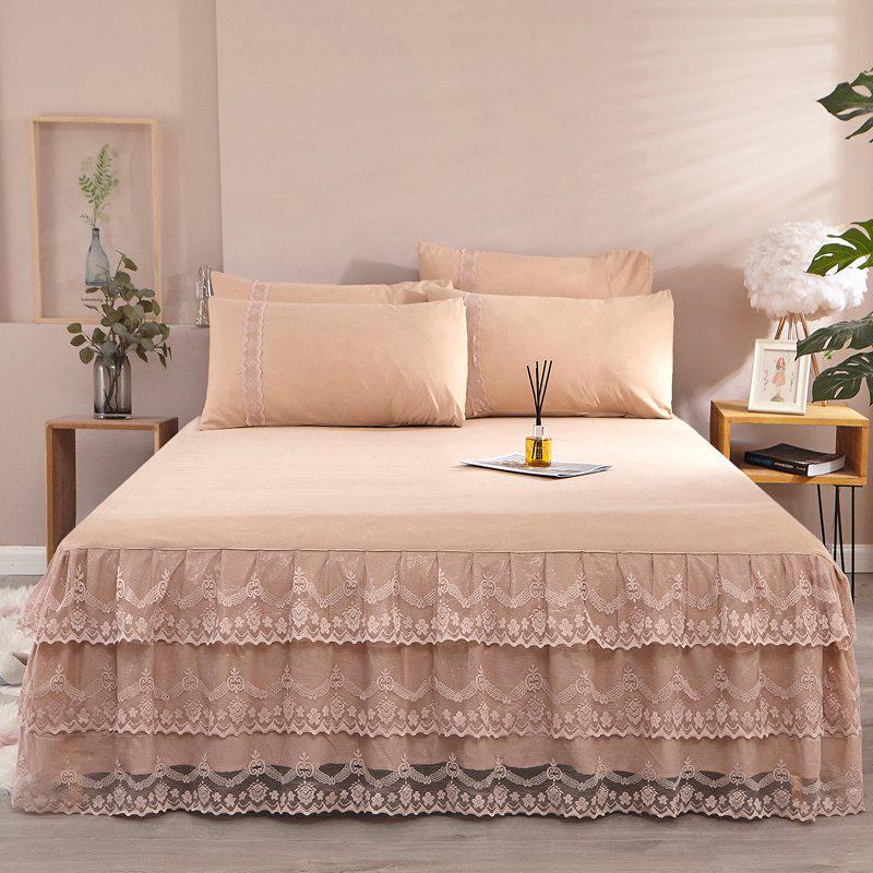 Korean Princess Style Lace Bed Skirt & Sheet 3-Piece Set
