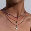 Boho Gothic Multilayer Evil Eye Pendant Necklace For Women Gold Color Turkish Metal Clavicle Chain Choker Beach Party Jewelry
