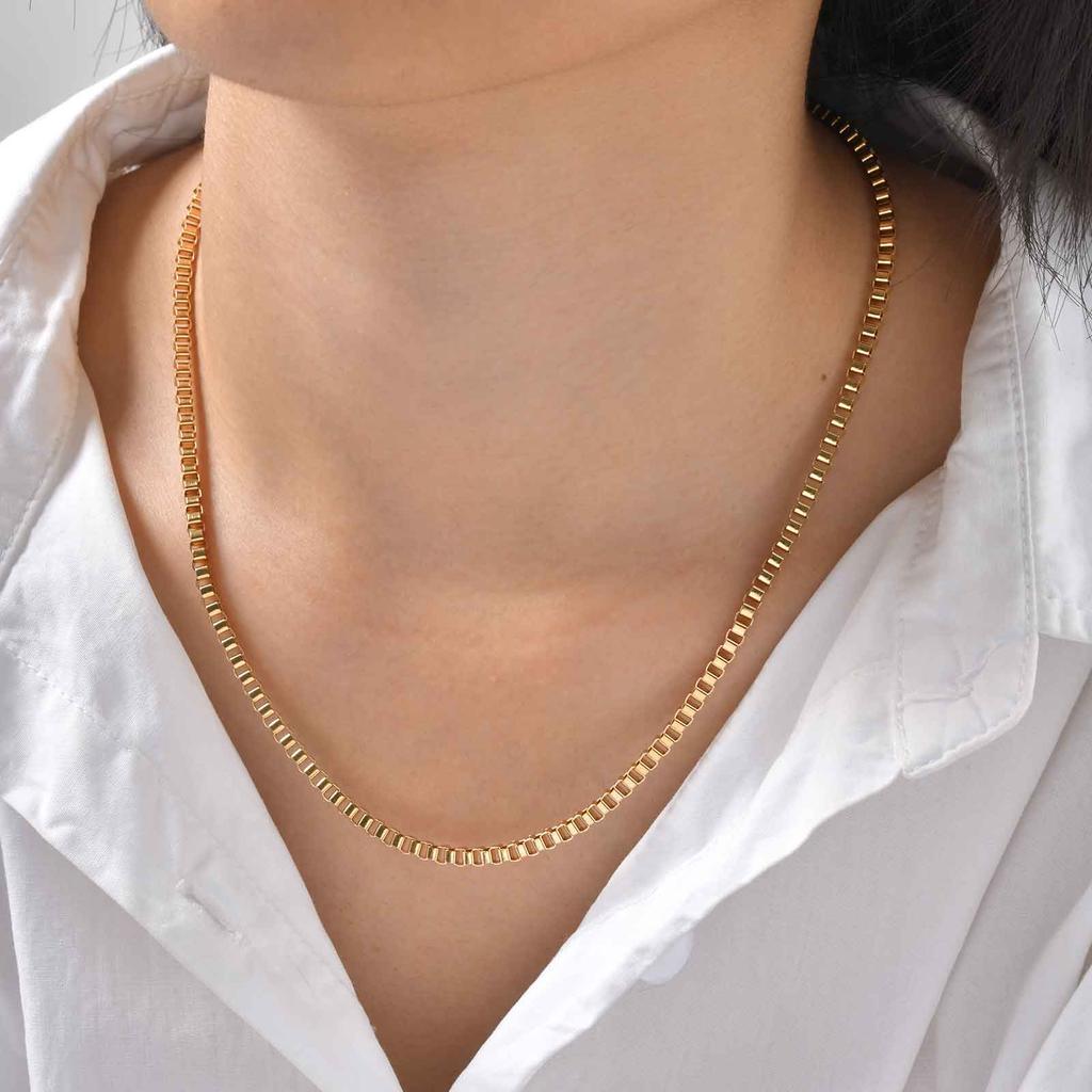 1/2/3MM Hip Hop Stainless Steel Box Chain Necklace for Women,Simple Basic Chain Necklaces,Fashion Accessories Gift
