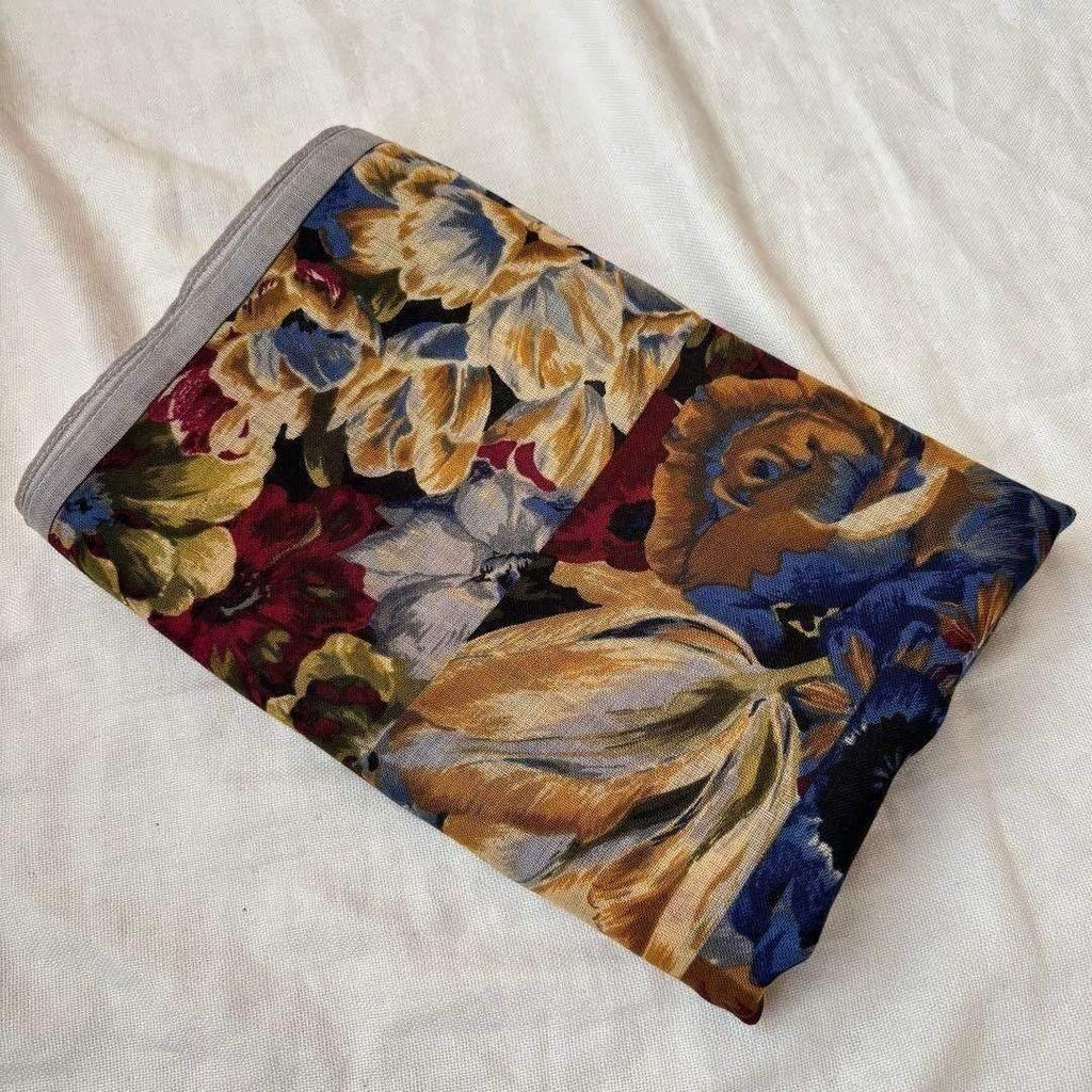 Used Kenzo Large Shawl, Thin Wool, Floral Pattern, 103cm, Stole