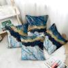 4pcs Blue Gold Marble Texture Printed Pillow Cover Polyester Cushion Case 2D Flat Printing Luxury Home Decor Pillowcase Now