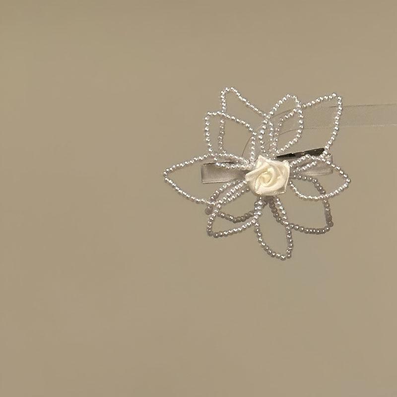 1pc Korean Pearl Large Flower Hair Clip, Women's Bangs Clip, Back of Head Hair Accessory, Girl's Edge Clip, Top Clip