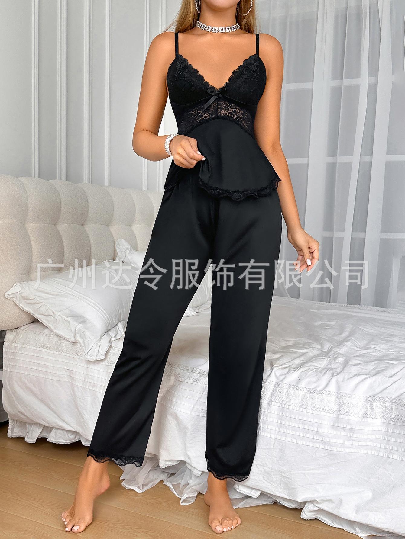 Hot-selling women s comfortable and light, European and American, solid color two-piece set S чёрный