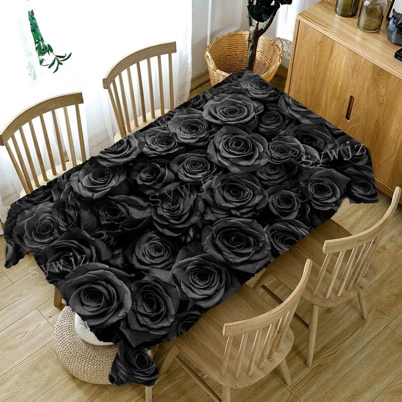

Креативная скатерть с рисунком черной розы Кухонный стол Семейное собрание Свадебная декоративная посуда Анти загрязнение Аксессуары