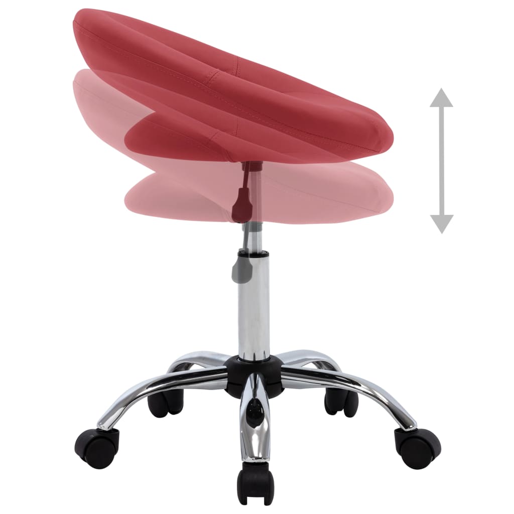 Rolling Work Stool In Burgundy Artificial Leather
