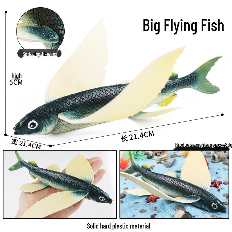 Children's Marine Life Model Toys: Squid, Mako Shark, Flying Fish, Greenfin Tuna