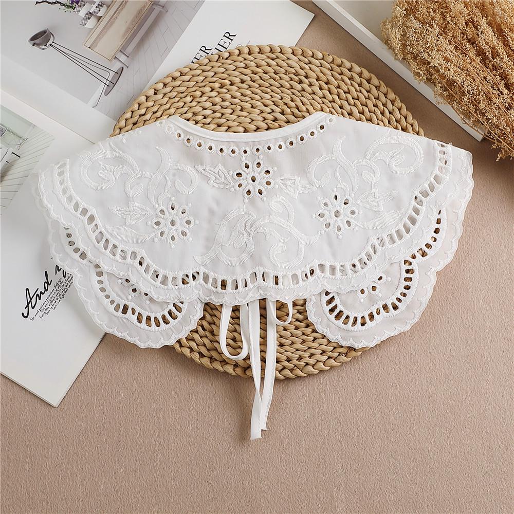 White Lace Edge Shawlette with Bow Tie and Collar for Sun Protection