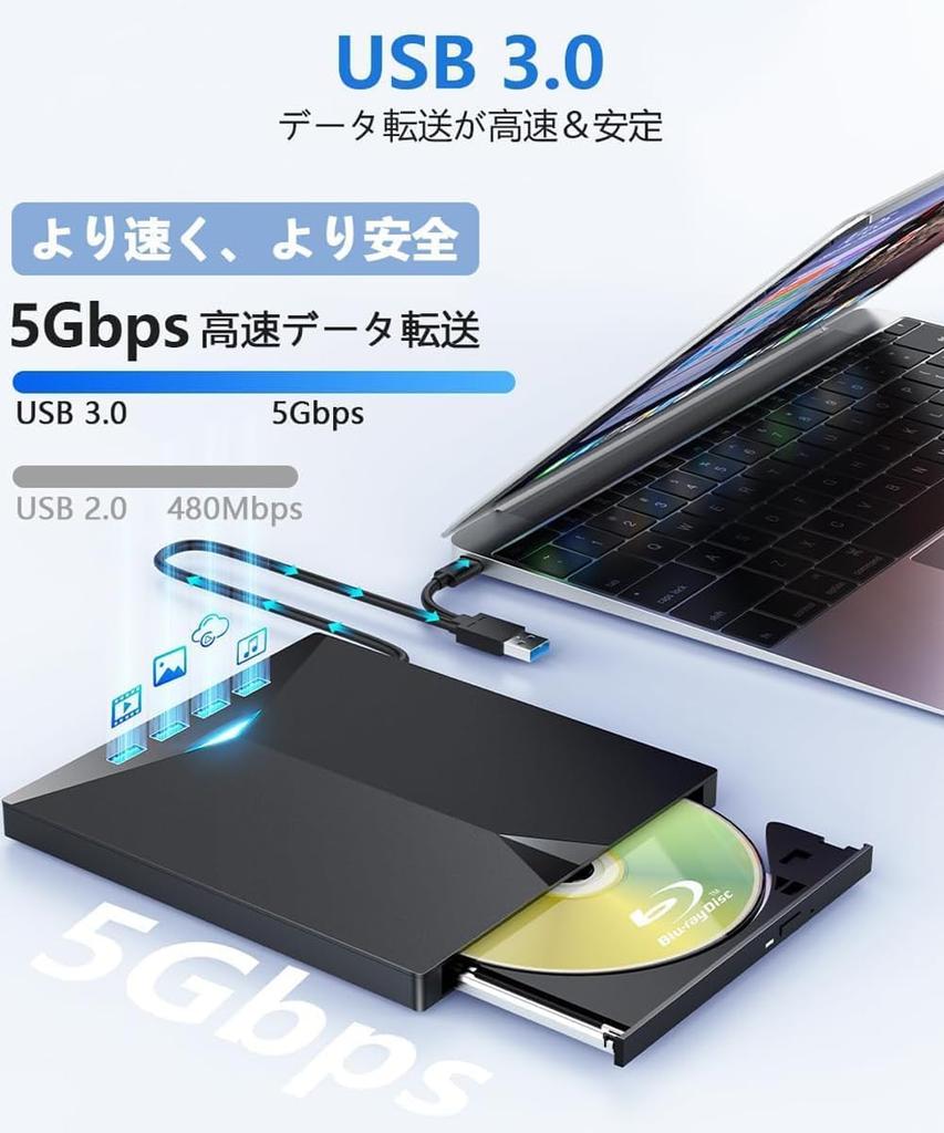Drive External Player Dual Connection Drive Player Player Thin Lightweight Portable External Drive External Drive with USB Power Cable Compatible with