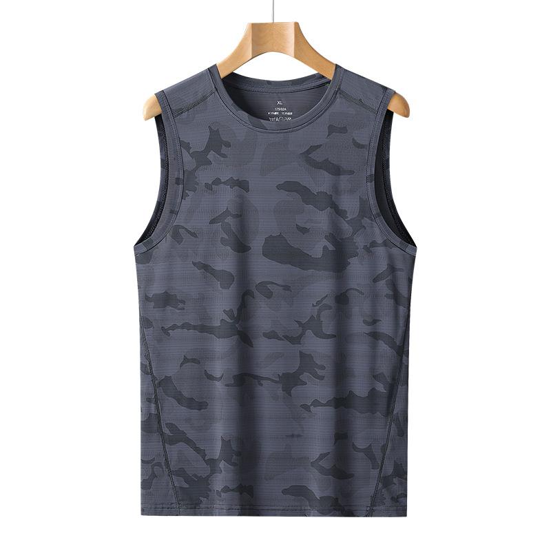 Pánské letní tričko s kulatým výstřihem bez rukávů Slim Fit Volné Tenké tričko Sportovní Volný čas Móda Prodyšné tričko Camo Running Odolné tričko