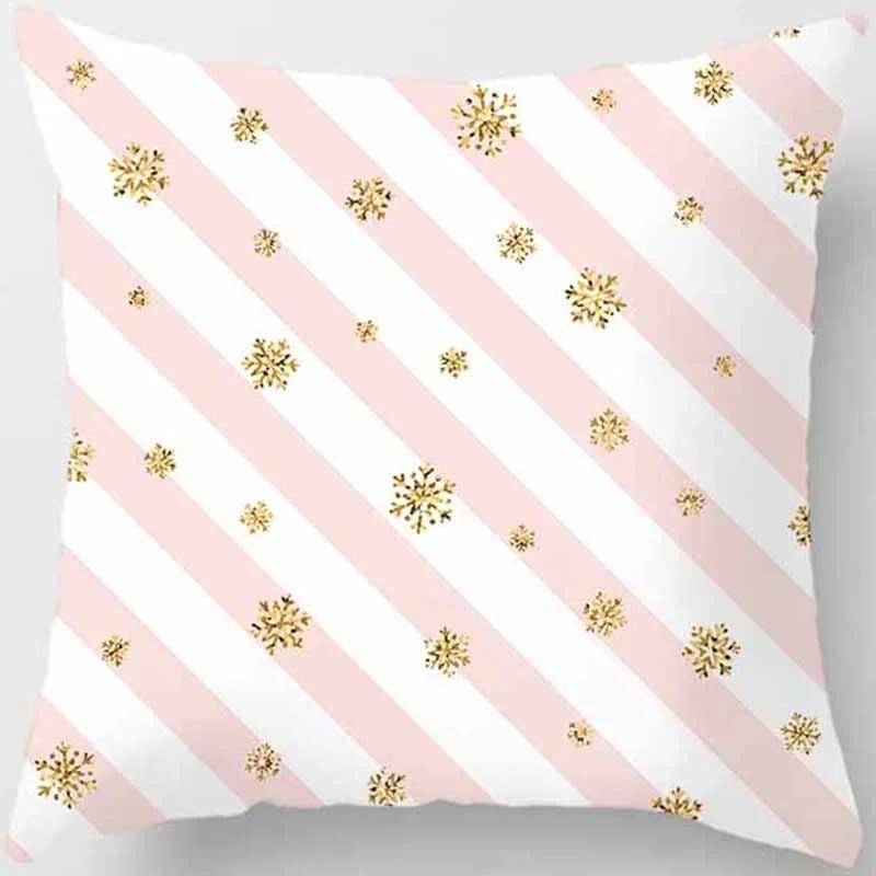Pink Small Fresh Print Square Pillowcase Home Decoration Car Sofa Cushion Cover (45Cm*45Cm)