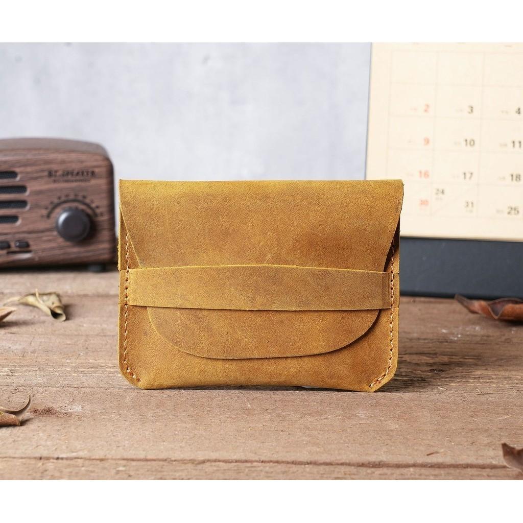 Handmade Crazy Horse Genuine Cow Leather Men's Card Holder Ultra Slim Compact Multi Card Slots Minimalist Leather Card Wallet
