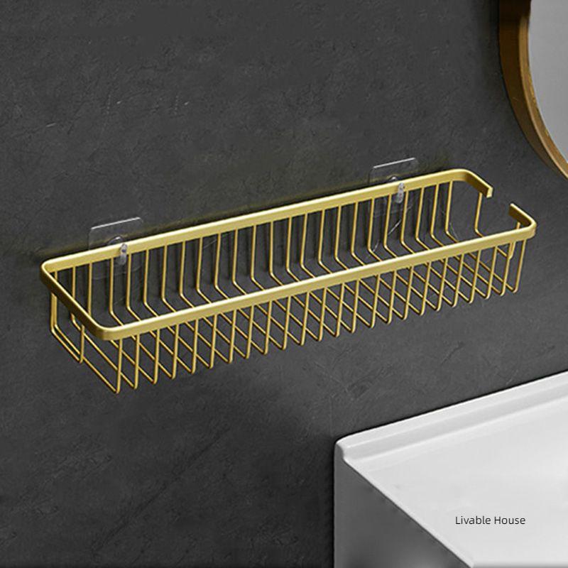 Wall Mounted Bathroom Shelf Shampoo Cosmetic Storage Rack Brushed Gold Storage Organizer Rack Soap Cosmetic Shelf Household Item