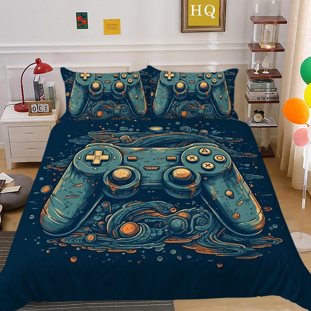 Parure de lit imprimée avec Console de jeu, vêtements de lit King Size, Design de jeu amusant pour adolescents, décoration de chambre à coucher de haute qualité