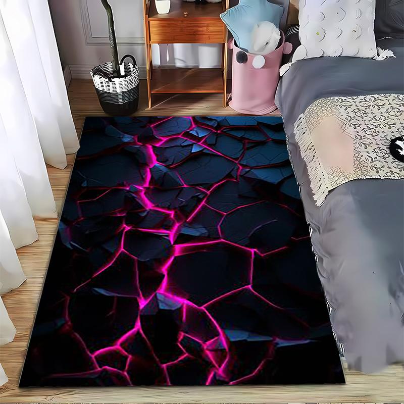 Abstract Cracked Texture Carpet with Pink Neon Glow on Dark Background Suitable for use as an anti-slip for living room bedroom sofas