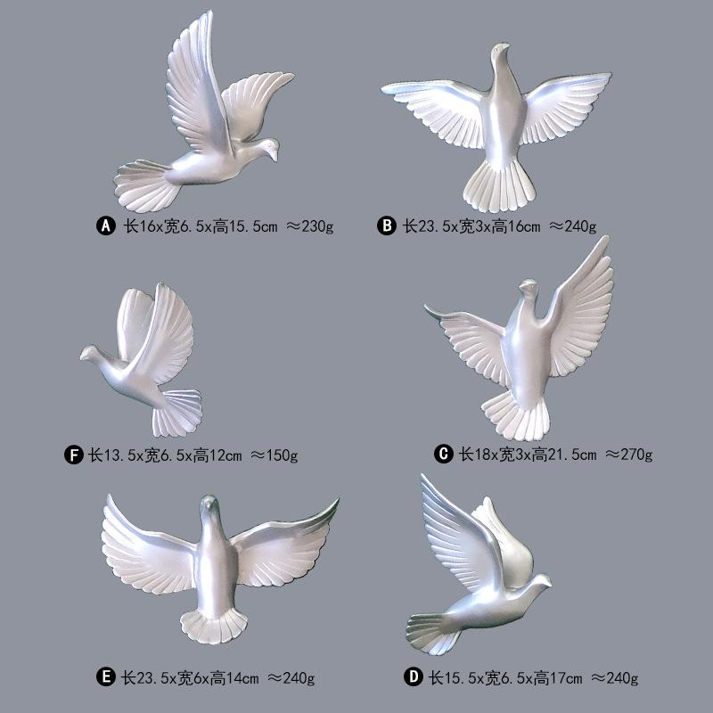 6pcs/set Resin Flying Birds Figurines Wall Hanging Simulation Pigeon Sculptures Sparrow Ornaments Handicraft Home Decoration