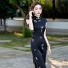 Black Sleeveless Modern Chinese-Inspired Long Cheongsam Dress Women 2026 Stylish Retro Fit