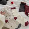 Berry Red Series'New Socks Rhombus Bow Medium Tube Socks Polka Dot Stacking Socks