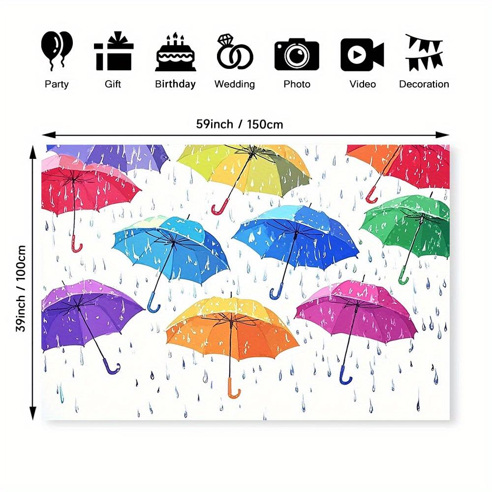 1 Stück farbiger Schirmmuster-Hintergrund - Lebendiges, regentropfen-inspiriertes Design mit bunten Schirmen - Polyester-Material