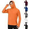 Men's Long Sleeve Hooded Outdoor Shirt Lightweight UV Protection Sun Shield Activewear Top for Hiking Running and Casual Wear