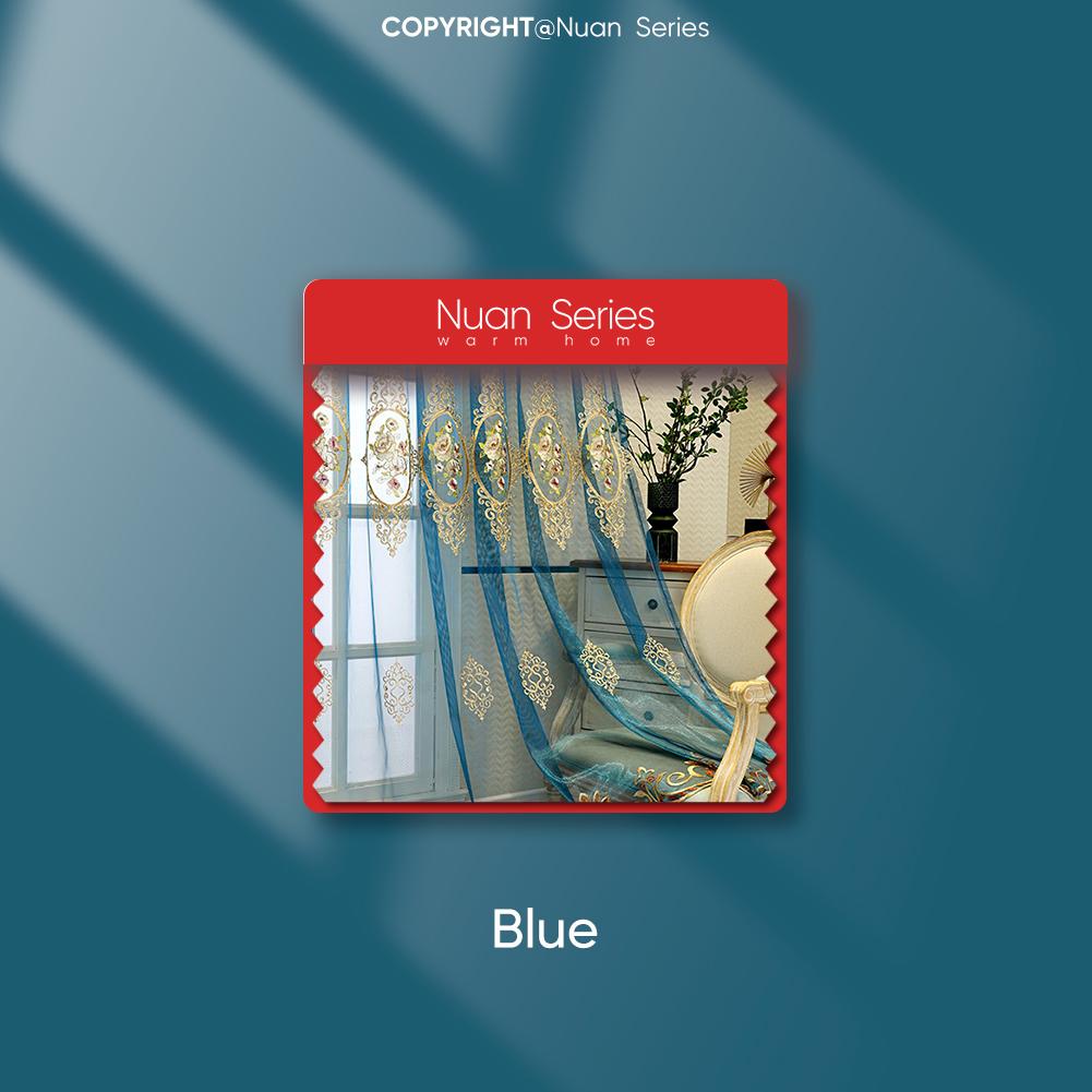 

1 шт. Серия Nuan Европейская Роскошная Классическая Вышитая Прозрачная Занавеска Прозрачный Тюль для Гостиной Спальни Балкона Окна Домашний Декор W200cm x L260cm синий
