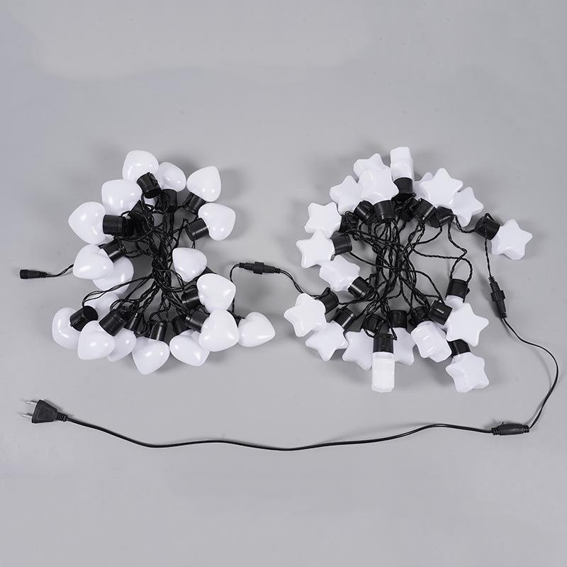 Solar Waterproof LED Heart & Star String Lights for Outdoor Camping & Tent Decoration