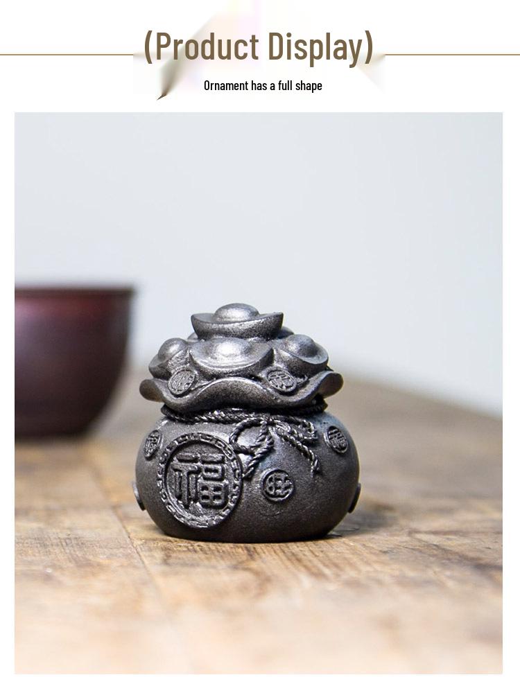 Ornamento Vaso del Tesoro Yuanbao della Fortuna: Decorazione Desktop Retrò per Attirare Ricchezza