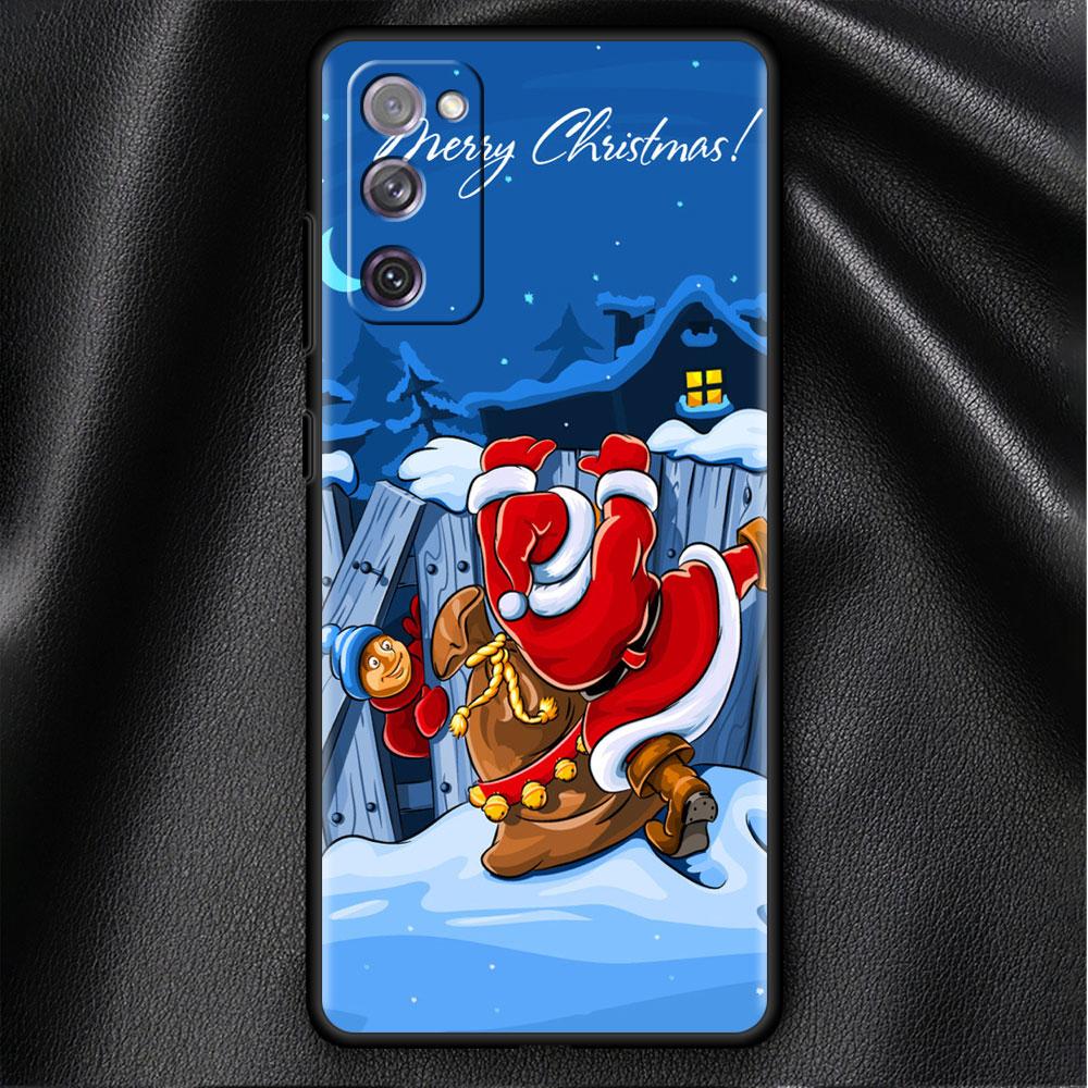 Bumper Case For Samsung Galaxy S22 Ultra S21 FE S20 Plus S10 Lite Phone Cover S10e S9 S8 S7 Silicone Funda Christmas Santa Claus