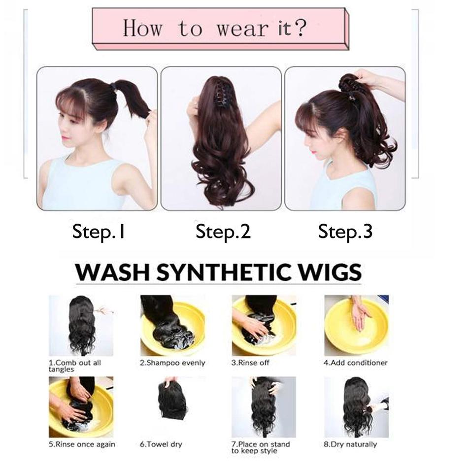 WTB Synthetic Wig Women Straight Ponytail Hair Extension Wig Small Clip-in Style Medium Length Straight Ponytail