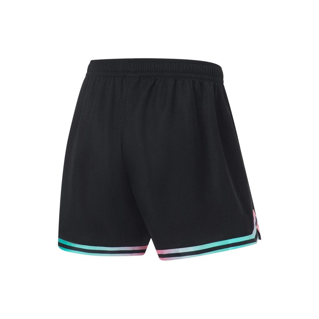Li-Ning Solid Color Logo Print Elastic Waist Basketball Shorts Men Bottoms Black AAPT043-12