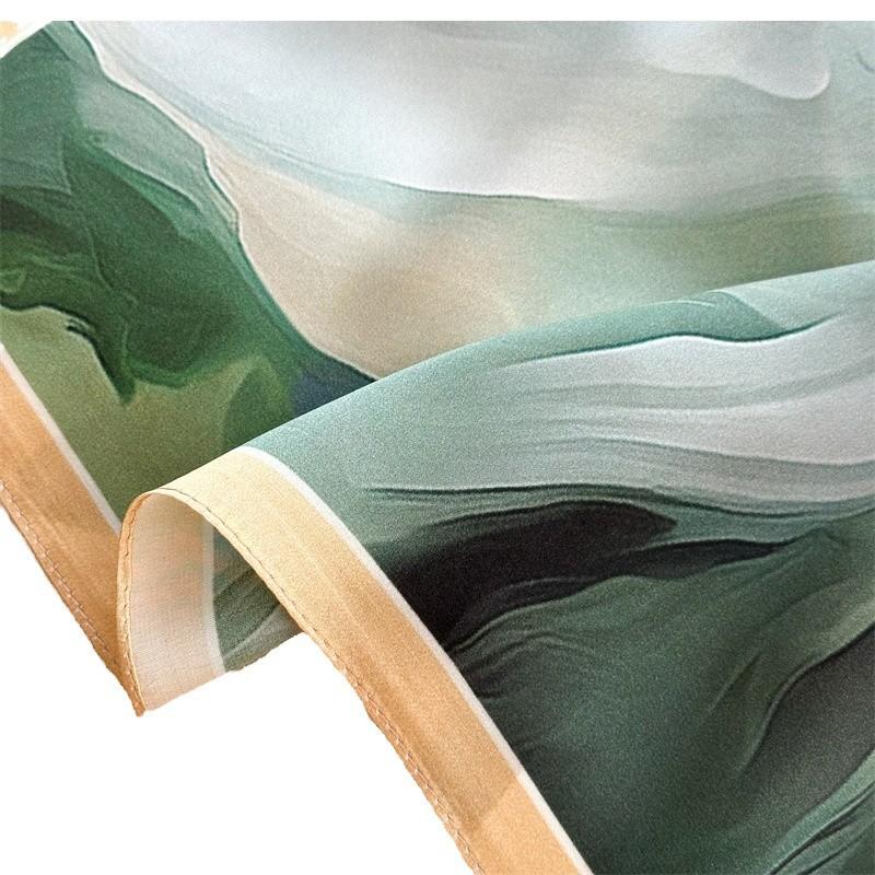 High-end Oil Painting Peony Silk Silk Scarf Women's Spring Summer Fashion Versatile Mulberry Silk 70CM Square Scarf Shawl Scarf