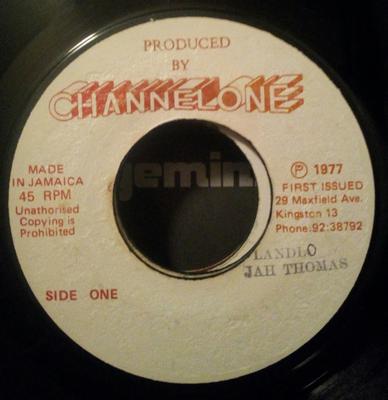 7inch Record JAH THOMAS  Landlord NONE Channel One 1977 Jamaica Reggae Ska  Dub Used