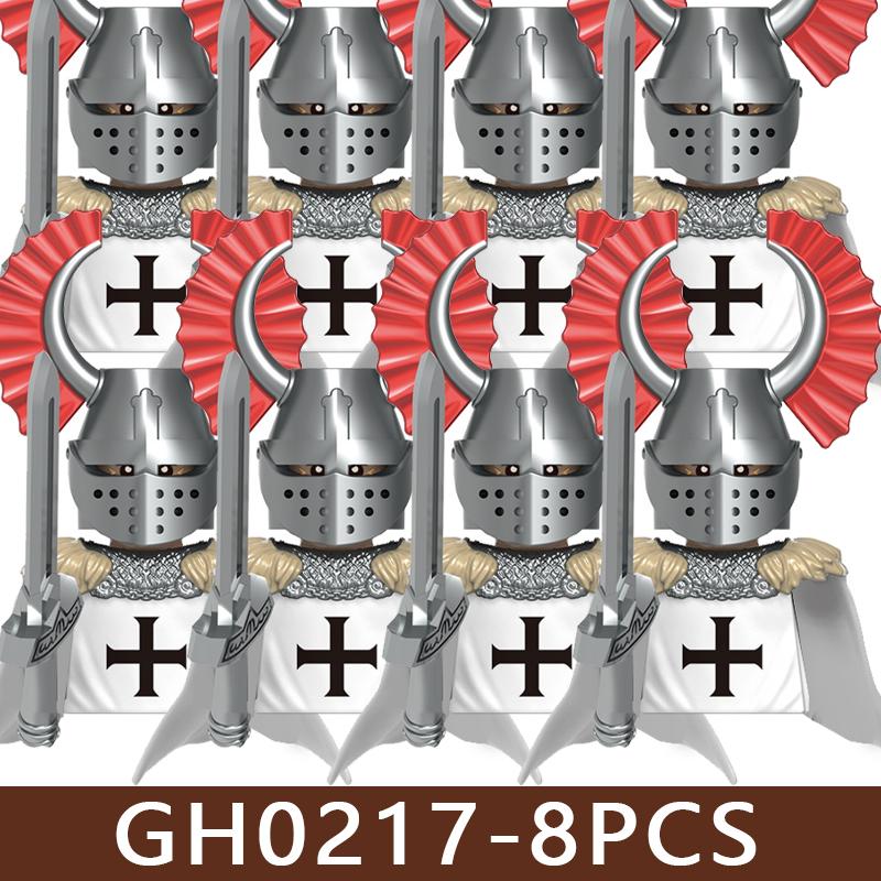 Medieval Roman Soldier Figures Building Blocks MIlitary Castle Warrior Hospital Templar Knight Flag Cloak Accessories Bricks Toy