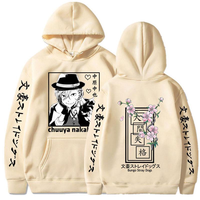 

Bungo Stray Dogs Аніме Толстовки Chuuya Nakahara Світшоти Оверсайз Harajuku Чоловічі толстовки Пуловер з довгим рукавом Толстовка з мультфільмом S хакі