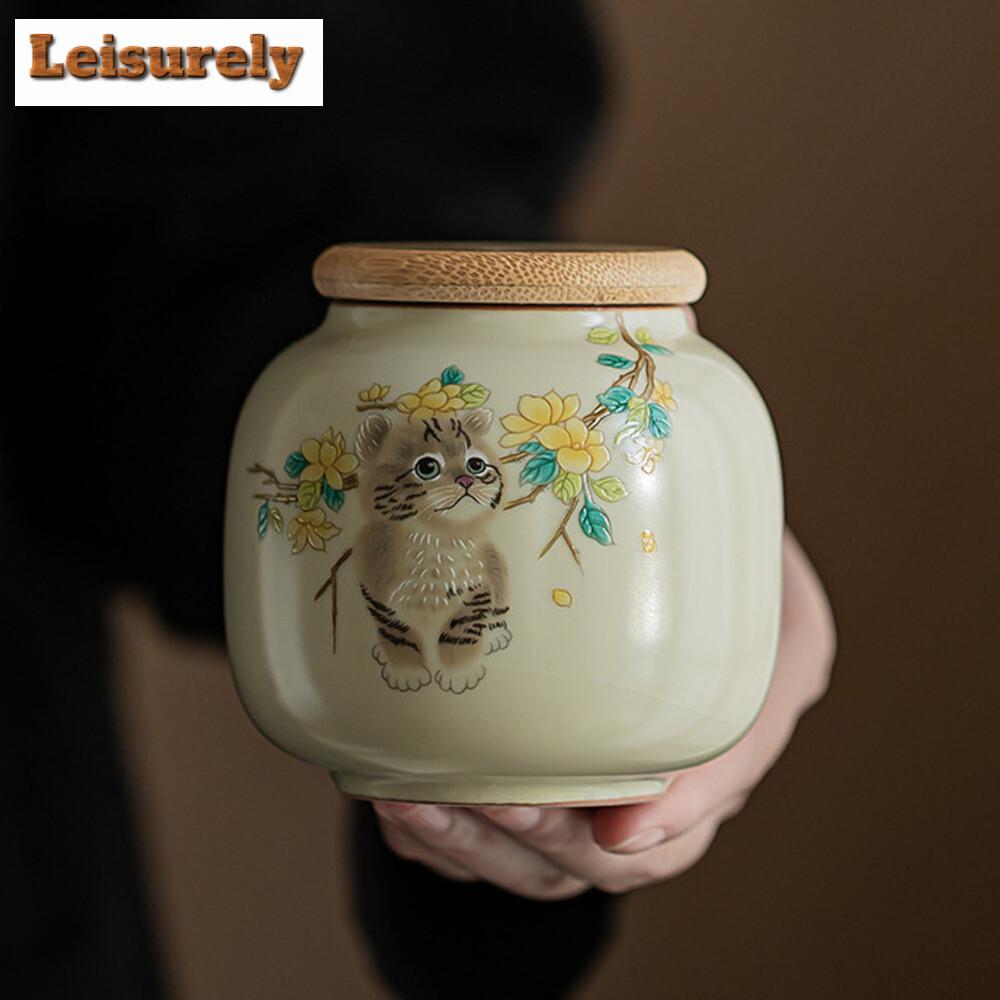 250ml Kräm Ru Ugn Te Låda Organizer Bärbar Mini Fuktsäker Kanin Förvaringstank Behållare Te Burk Teservis Dekoration