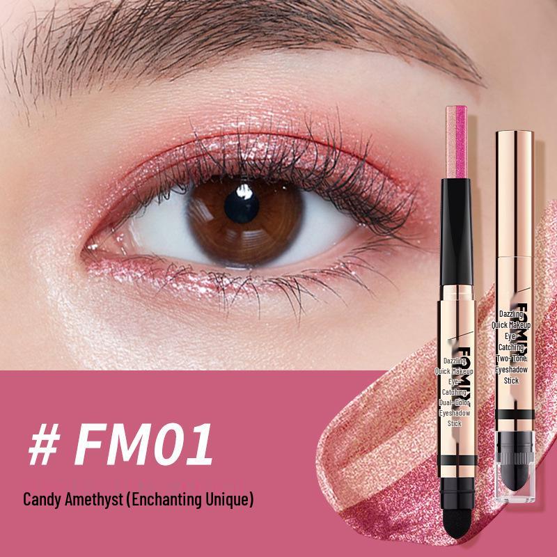 FOMIX Dazzling Two-Tone Shimmer Eyeshadow Stick with Glitter Highlight & Contouring Earth Tones