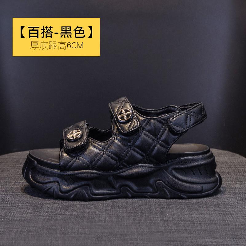 

Sandals fairy fairy wind 2025 new summer versatile women s platform muffin Velcro sports beach sandals 40 чёрный